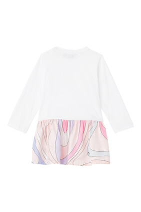 Long Sleeve Printed Ruffle Skirt Dress
